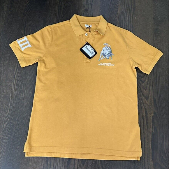 NWT AUTOMOBILI LAMBORGHINI MEN'S BULL LXIII SHORT‎ SLEEVE PIQUET POLO SIZE S - Picture 1 of 5